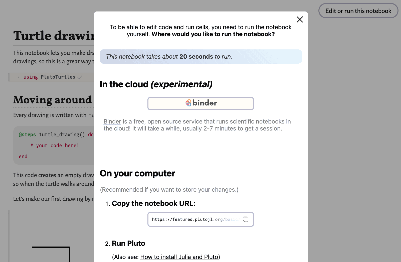 Screenshot of the Edit or run dialog